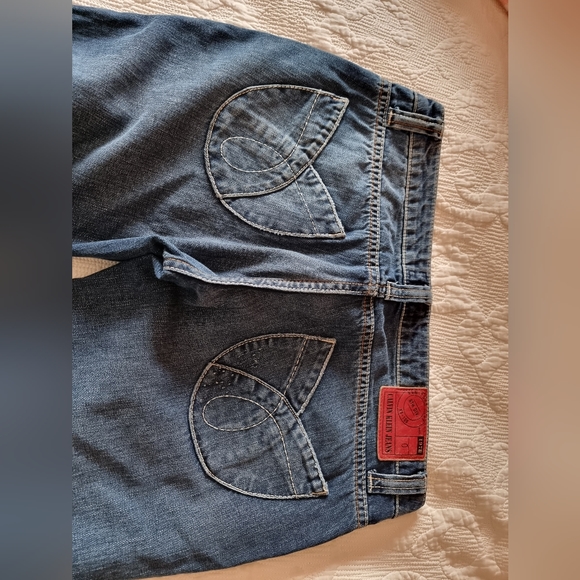 Calvin Klein blue jeans low rise, straight leg, size 8, unique back pockets - Picture 2 of 16